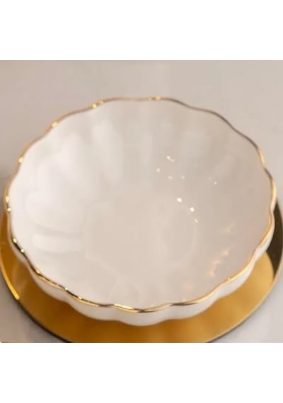 Kütahya Porselen Bone Luz Kase Altın File 8cm Bnlzf08kss220 Tekli Krem