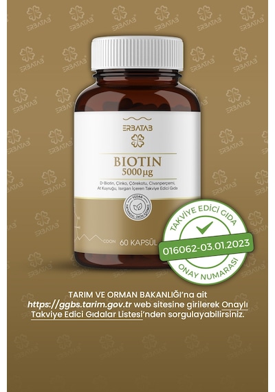 Erbatab Biotin Takviye Edici Gıda 60 Kapsül