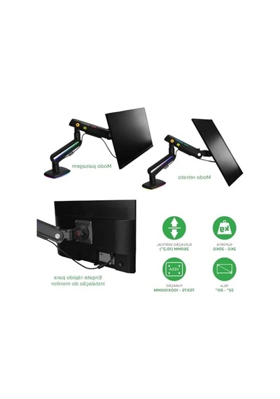 Rgb Aydınlatmalı Profesyonel Oyuncu Monitör Standı, 32"-60" Uyumlu