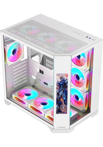 Nova 9.16'' Lcd Ekranlı Hub+kumanda Beyaz 7x12cm Argb Fan+kumanda Gaming Oyuncu Kasası