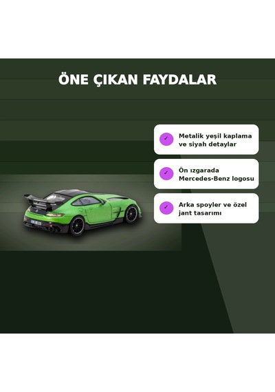 Eco Lounge 1/64 Ölçekli Mercedes-benz Amg Gt Black Series Yeşil Model Araba