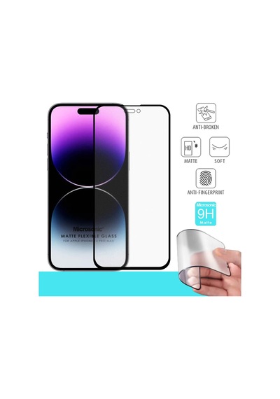 Microsonic Apple  Uyumlu iPhone 14 Pro Max Seramik Matte Flexible Ekran Koruyucu Siyah