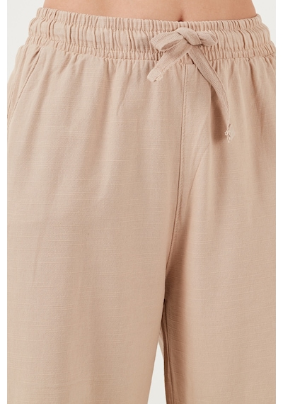 Lela Pamuklu Relaxed Fit Yüksek Bel Bol Paça Bayan Pantolon 668Yp5118 Camel