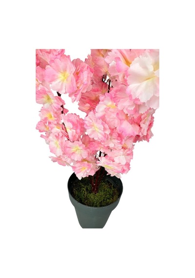 Yapay Ağaç Bahardalı Ağacı Pembe Japon Kiraz Çiçeği Sakura Çiçeği 70cm Siyah Plastik Saksılı