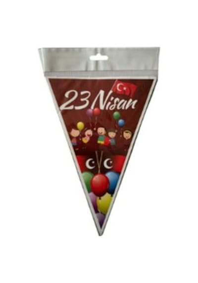 23 Nisan Çocuk Bayramı Üçgen İpli Flama Bayrak - 1 Adet 100 X 10 Cm