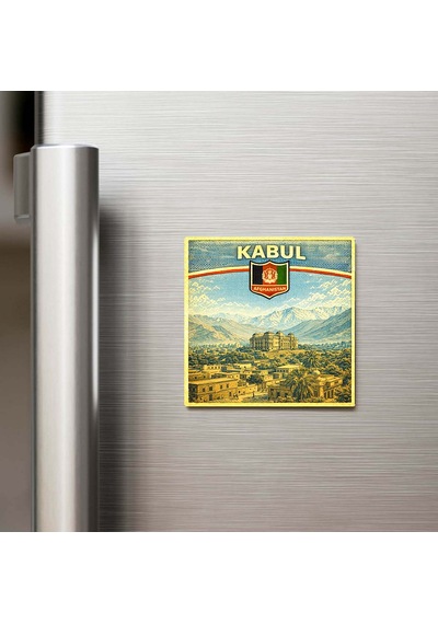 Retro Afganistan Kabil Şehri Temalı Vintage Buzdolap Magneti 9x9 Cm