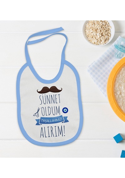 BK Kids Sünnet Tasarımlı Mavi Bebek Mama Önlüğü-6