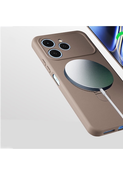 Rba Aksesuar Tecno Spark 40 Kılıf M-safe Şarj Özellikli Standlı Zore Samara Kapak - Pembe
