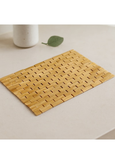 Bambu Ahşap Kaymaz Banyo Paspası 42x62 Cm Çr