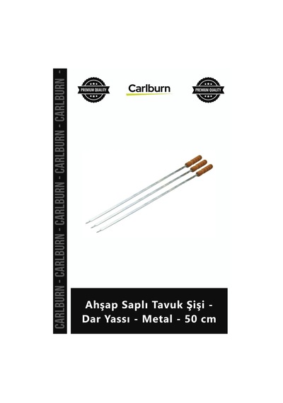 Özel Üretim Paslanmaz Izgara Mangal Kebap Kanat Ahşap Saplı Tavuk Şişi Dar Yassı Metal 50 Cm