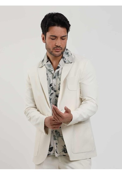 Dufy Bej Erkek Slim Fit Düz Mono Yaka Casual Ceket - 104432-bej Bej