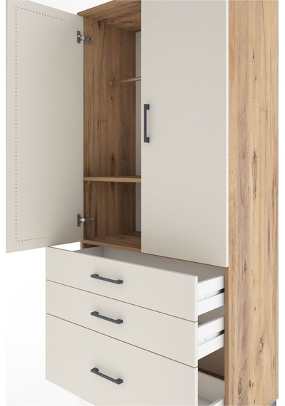 Hyperion Dolap 2 Raflı 3 Çekmeceli Tek Askılı 88x44x195 Çam-a... Çam