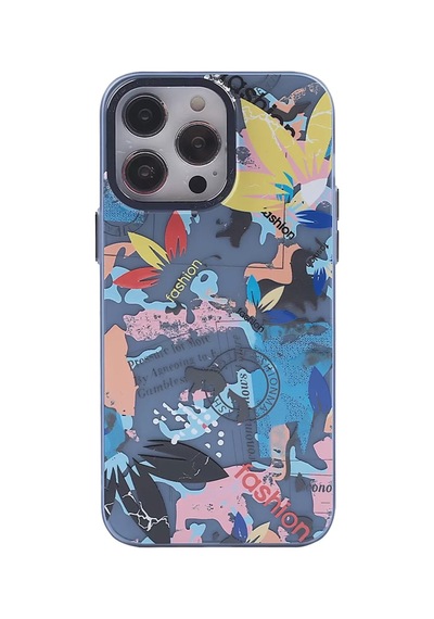 Newface Apple İphone 14 Pro Kılıf Prada Desenli Kapak - Prada Pembe - 1 Mavi