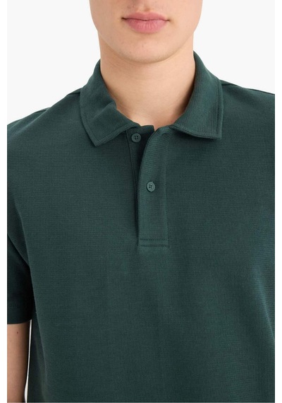 DeFacto Regular Fit Polo Yaka Dokulu Basic Düz Kısa Kollu Tişört B4939AX25SMGN715
