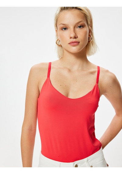 Koton Basic İnce Askılı Atlet Slim Fit Kırmızı 4sak10042pk