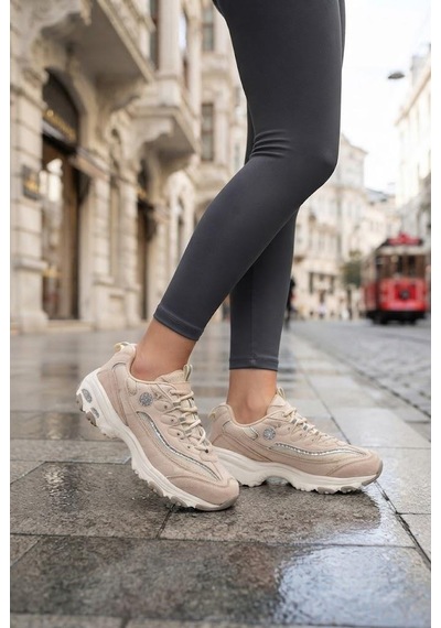 Fort 07387 Rahat Kalın Taban Sneaker Kadın Ayakkabı Bej