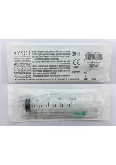 Ayset 20ml İğneli Enjektör Şırınga 10 Adet