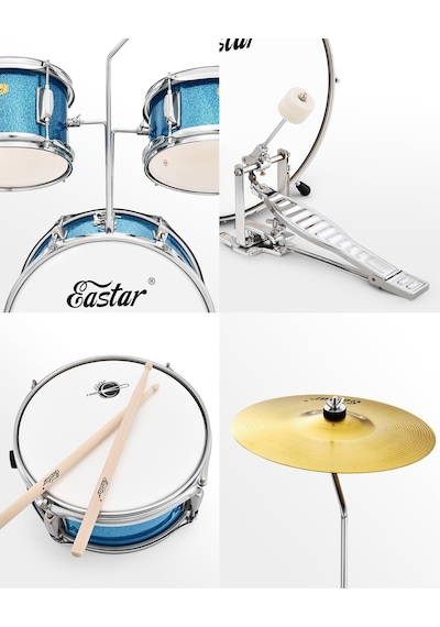Eastar Eds-180msb 14" 3-parça Çocuk Davulu Metallic Sky Blue