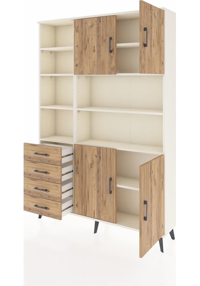 Arges Dolap 9 Raflı 4 Çekmeceli 4 Kapaklı 132x30x195 Aytaşı-ç... Aytaşı