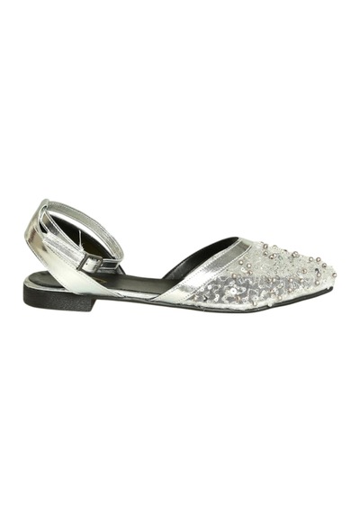 Fox Shoes U726544115 Gümüş File Kadın Babet Gümüş-file