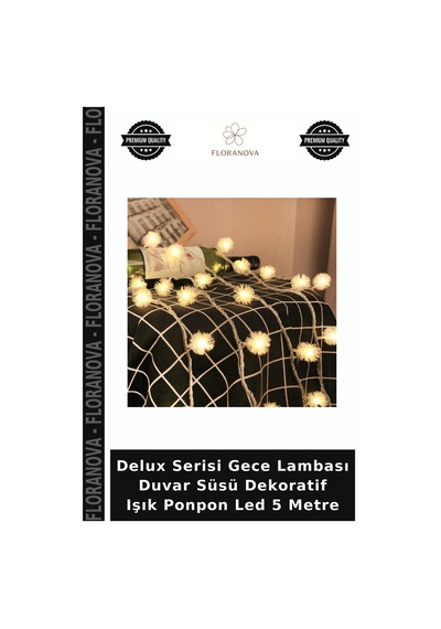 Delux Serisi Gece Lambası Duvar Süsü Dekoratif Işık Ponpon Led 5 Metre Çok Renkli