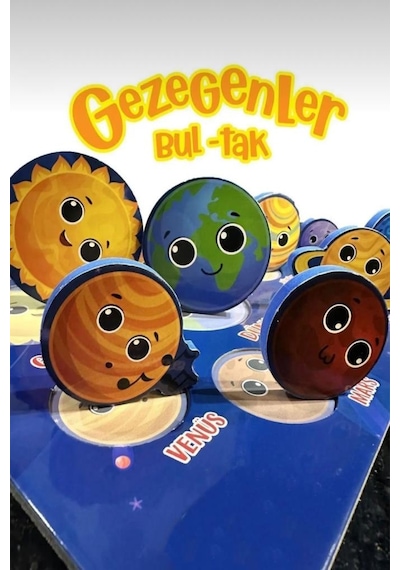 11 Parça Ahşap Bul-tak Gezegenler Eğitici Ve Eğlenceli Uzay Temalı Oyuncak Puzzle
