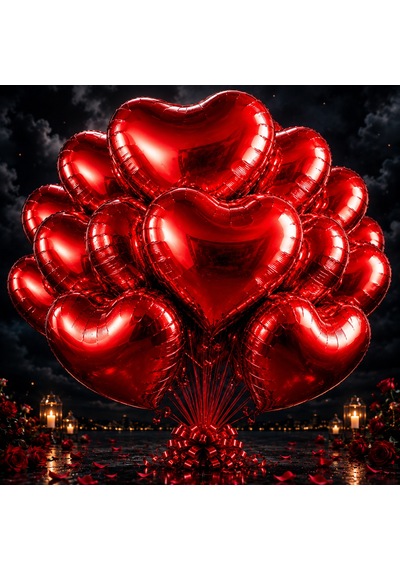 Vıp Kalite 70 Cm Şişer 39 Adet Kırmızı Kalpli Folyo Balon Parlak Metalik Büyük Boy 70cm Kalpli Balon