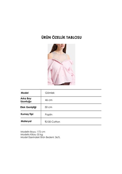 Itsbasic Kadın Pembe Oversize Tül Dantelli Özel Tasarım Gömlek