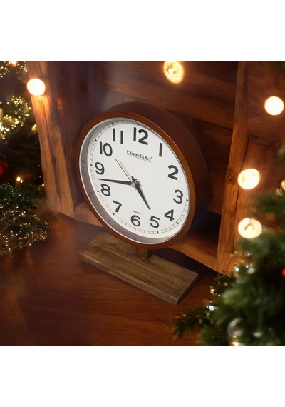 Time Gold Eskitme Ahşap Ayaklı Plastik Gövdeli Masa Saati Sessiz Akar Saniye Eskitme