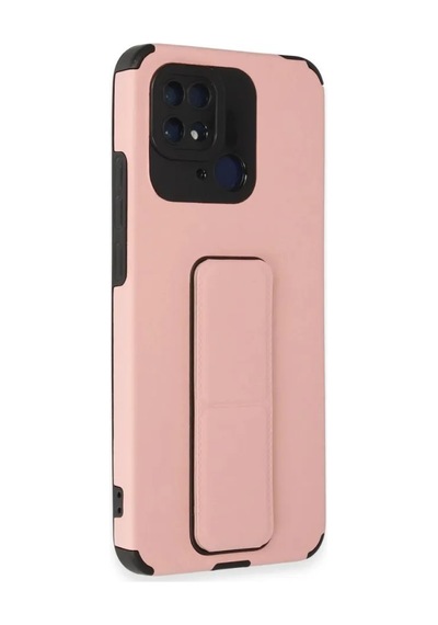 Jenerik Xiaomi Redmi 10c Kılıf Mega Standlı Silikon - Pudra