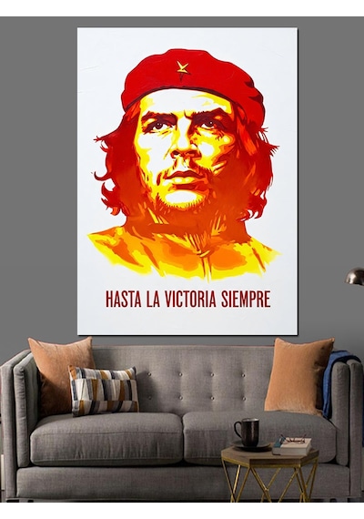 Che Guevara Renkli Portre Dekoratif Kanvas - Mdf Ahşap Tablo
