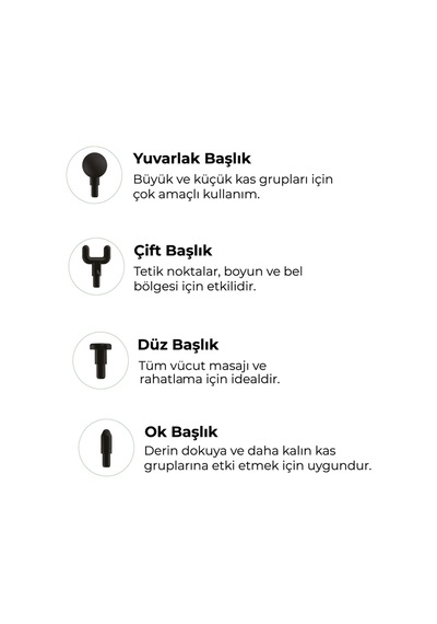 Walke Profesyonel Frekanslı Şarjlı Güçlü 4 Başlıklı Masaj Tabancası V-05 Antrasit