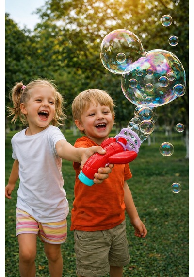 Kırmızı Otomatik Baloncuk Makinesi Büyük Köpük Balon İçinde Küçük Baloncuklar Bubble Gun Kırmızı
