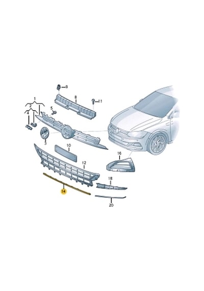 Volkswagen Polo 2021 Yılında Çıkan Kasa Ön Sis Lambası Kapağı Nikelaj Oem No: 2g08531012zz