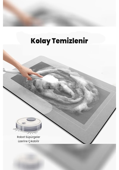 50x120cm Gri Ekstra Kalın Su Emici Kaymaz Tabanlı Gri