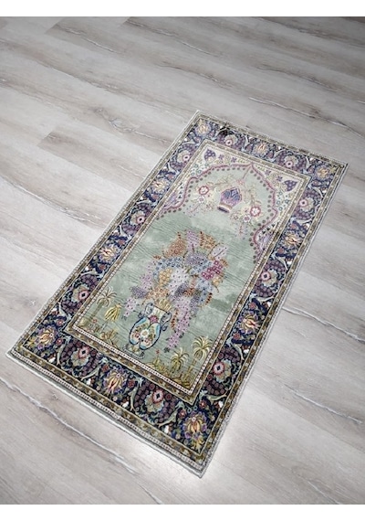 Bambu Halı Seccade Sec16a Yeşil Namazlık 70x110 Cm