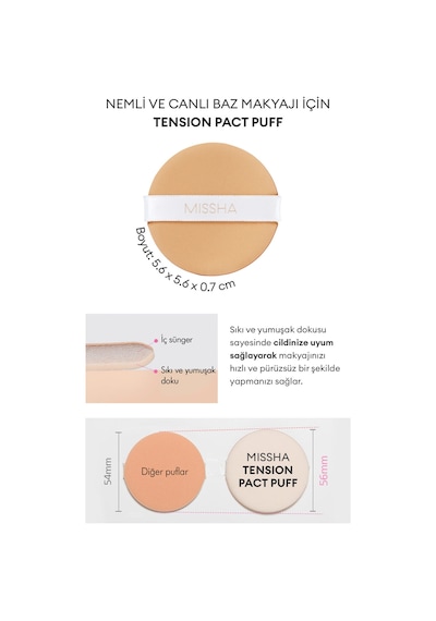 Missha Tension Pact Puff Büyük Boy Makyaj Pufu 2 Adet