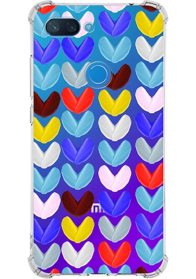 Prinrify Xiaomi Mi 8 Lite Uyumlu Water Color 1 Baskılı Şeffaf Köşe Korumalı Antişok Kılıf
