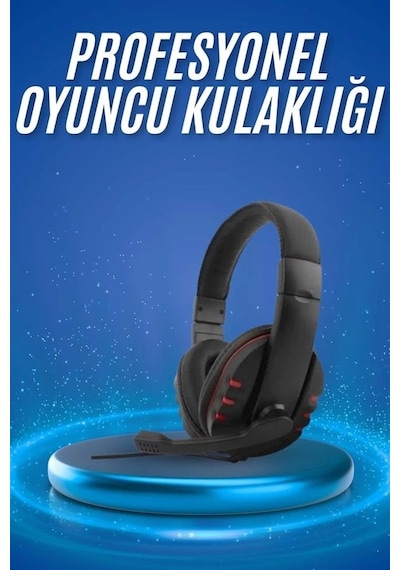 Ceylan Adam Oyuncu Kulaklığı Kulak Üstü Kablolu Stereo Mikrofonlu Yumuşak Kulak Yastığı