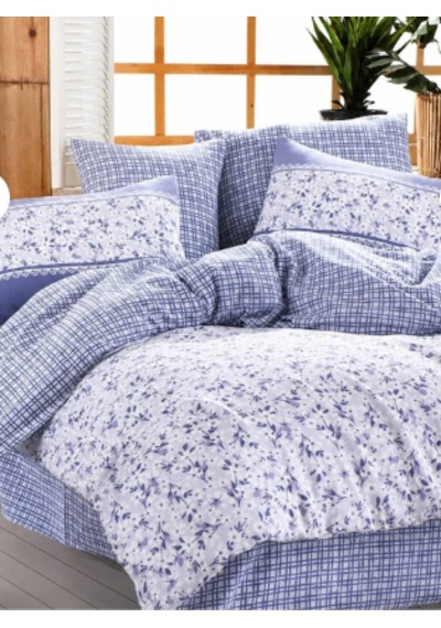 Kıngcotton Pamukören Çift Kişilik Renk Seçenekli Pike Seti 200x230 Cm Yazlık Yatak Örtüsü Mavi Çiçekli