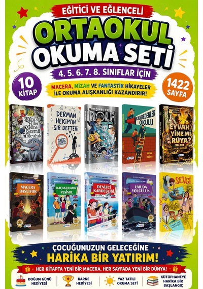 Ortaokul 4. 5. 6. 7. 8. Sınıf Eğitici ve Eğlenceli Roman Seti