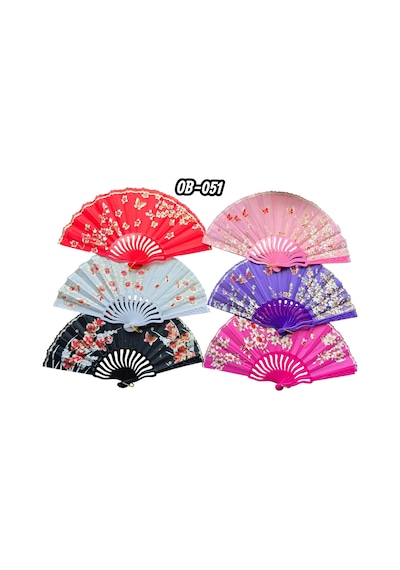 Plastik Kumaş Yelpaze 12'li Karışık Ob-051 Standart