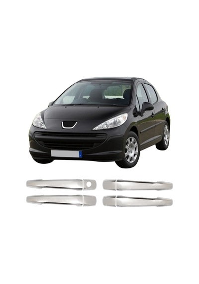 Peugeot 207 Uyumlu 2006 ve Üzeri Krom Kapı Kolu 4 Kapı Paslanmaz  Çelik