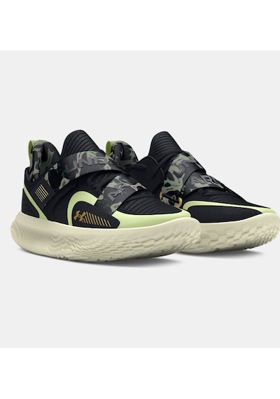 Under Armour - Erkek Flow Futr X 4 Camo Basketbol Ayakkabısı 3027772-001 Black Retro Green Metallic Gold Çok Renkli