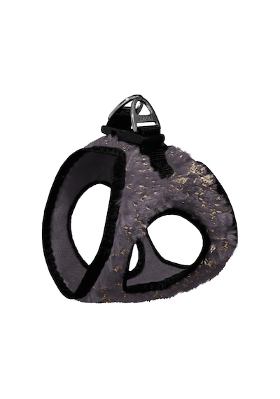 Üç Kilitli Simli Peluş Kedi Köpek Göğüs Tasması 24-28 Cm Xx-small Gri