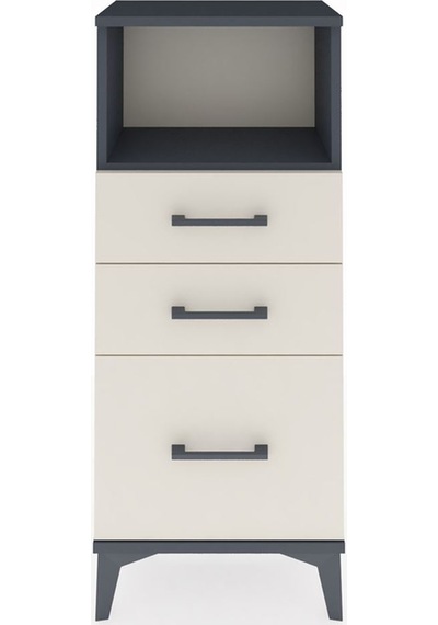 Arges Komodin Tek Raflı 3 Çekmeceli 44x30x106 Antrasit-aytaşı Antrasit