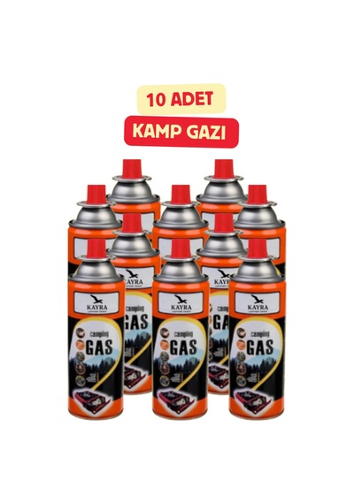 10'lu Kamp Gazı Kartuşu 227 Gr Portatif Ocak Ve Pürmüz Yedeği Bütan Propan Karışımlı Kamp Ocağı Tüpü Turuncu Turuncu