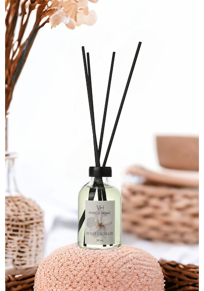Vivaldi Home Beyaz Çiçekler Çubuklu Oda Kokusu Esansiyel Uçucu Yağ 50 ML