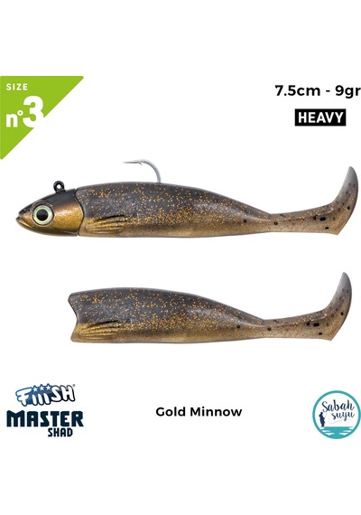 Fiiish Master Shad Ms75/3 Ms4572 Combo Heavy 7.5cm 9gr Gold Minnow