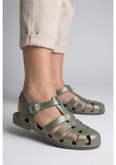 36-40 Numara Arası Bıarrıtz Metal Sandalet - Yeşil Yeşil